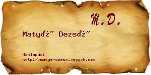 Matyé Dezső névjegykártya